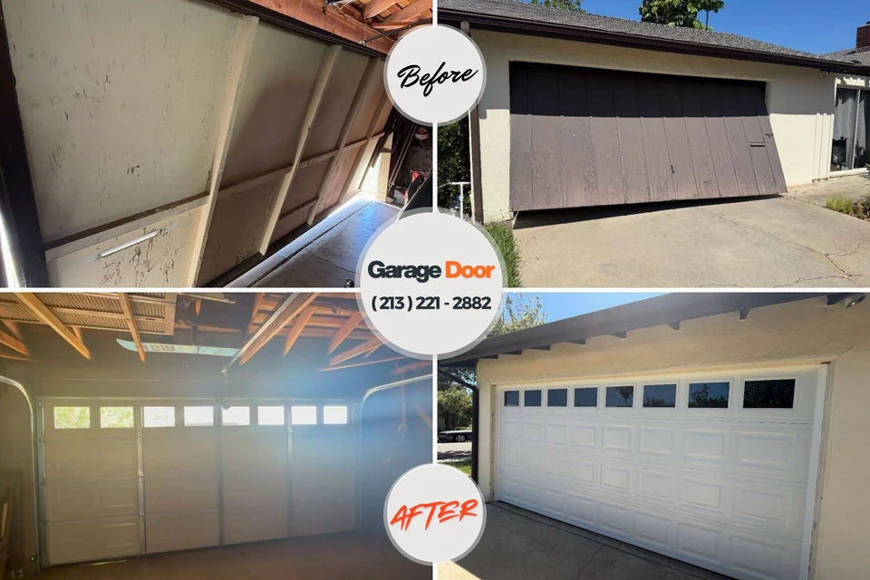 Before and after: garage door repair Shaw, MS